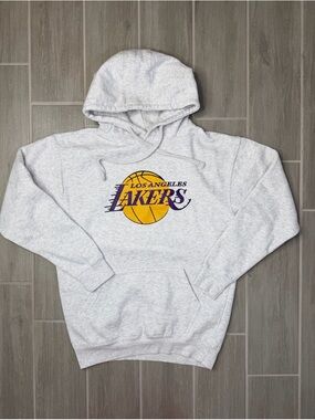 Los Angeles Lakers NBA Pullover Hoodie Gray Purple Yellow A.M.S Men’s Size M
